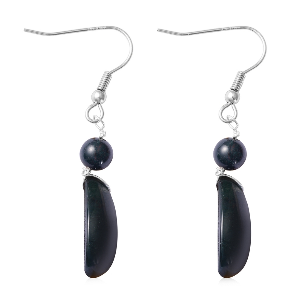 Indian Agate fishhook dangle earrings in stainless steel - Picture 4 of 5